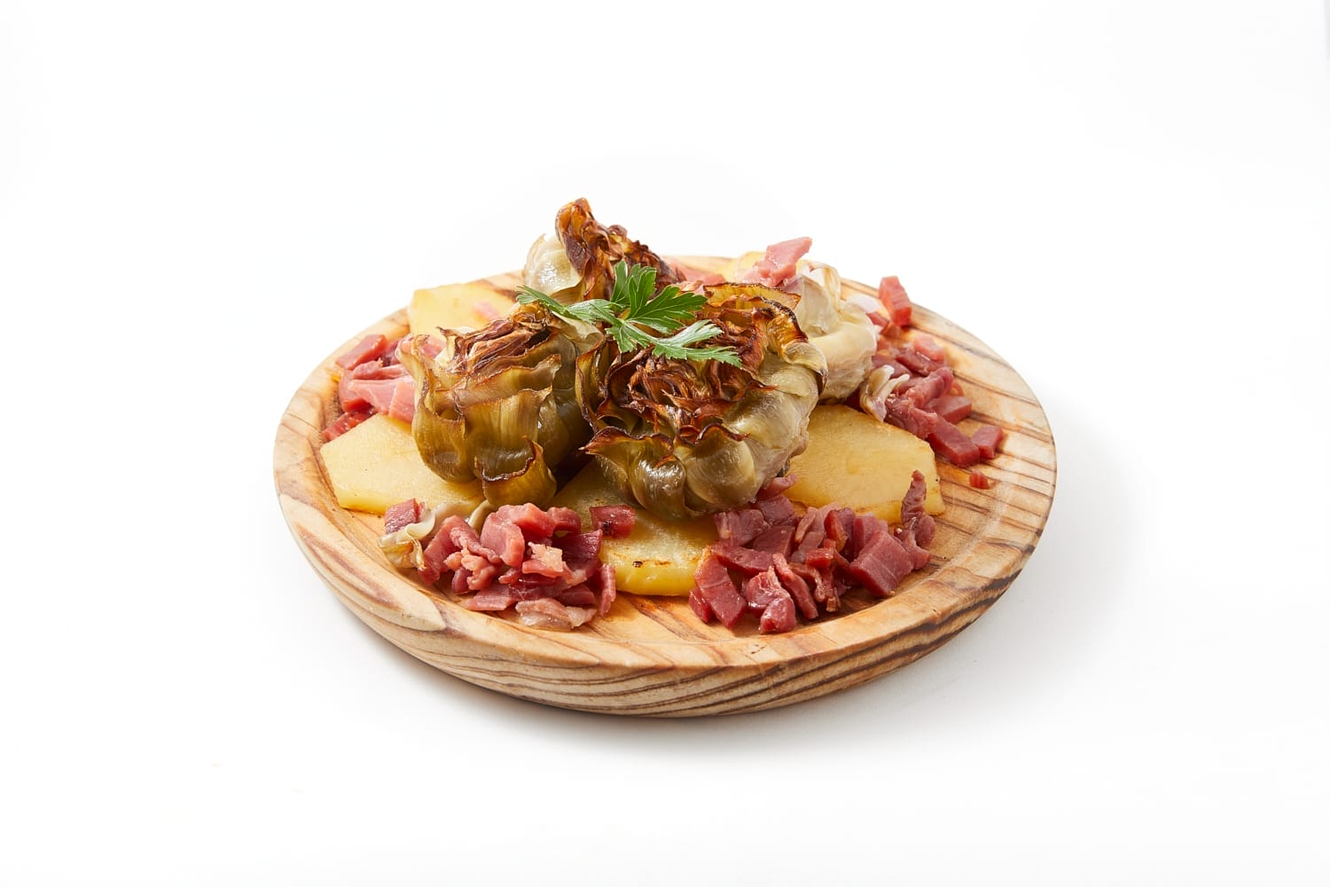 Alcachofas confitadas con ibéricos